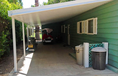 Mobile Home Awning with flat panel top by Aladdin Patios